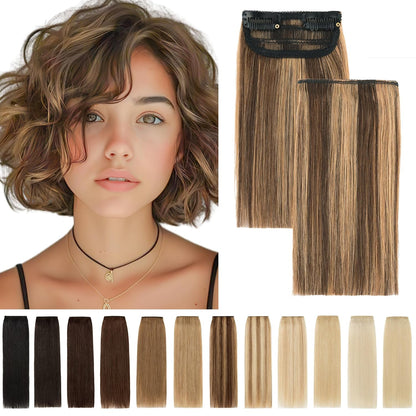 100% Human Hair Invisible Seamless Hair Pads Clip In Hair Extension Increase Hair Top Side Cover Hairpiece
