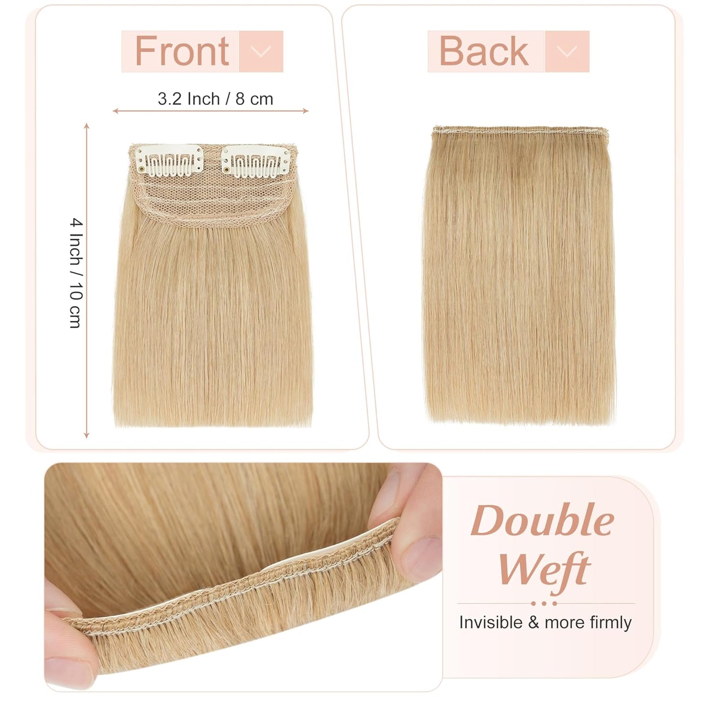 100% Human Hair Invisible Seamless Hair Pads Clip In Hair Extension Increase Hair Top Side Cover Hairpiece