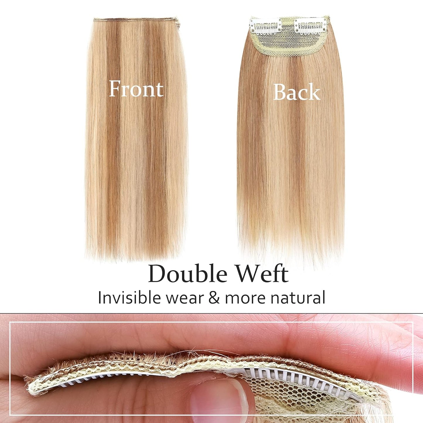 100% Human Hair Invisible Seamless Hair Pads Clip In Hair Extension Increase Hair Top Side Cover Hairpiece