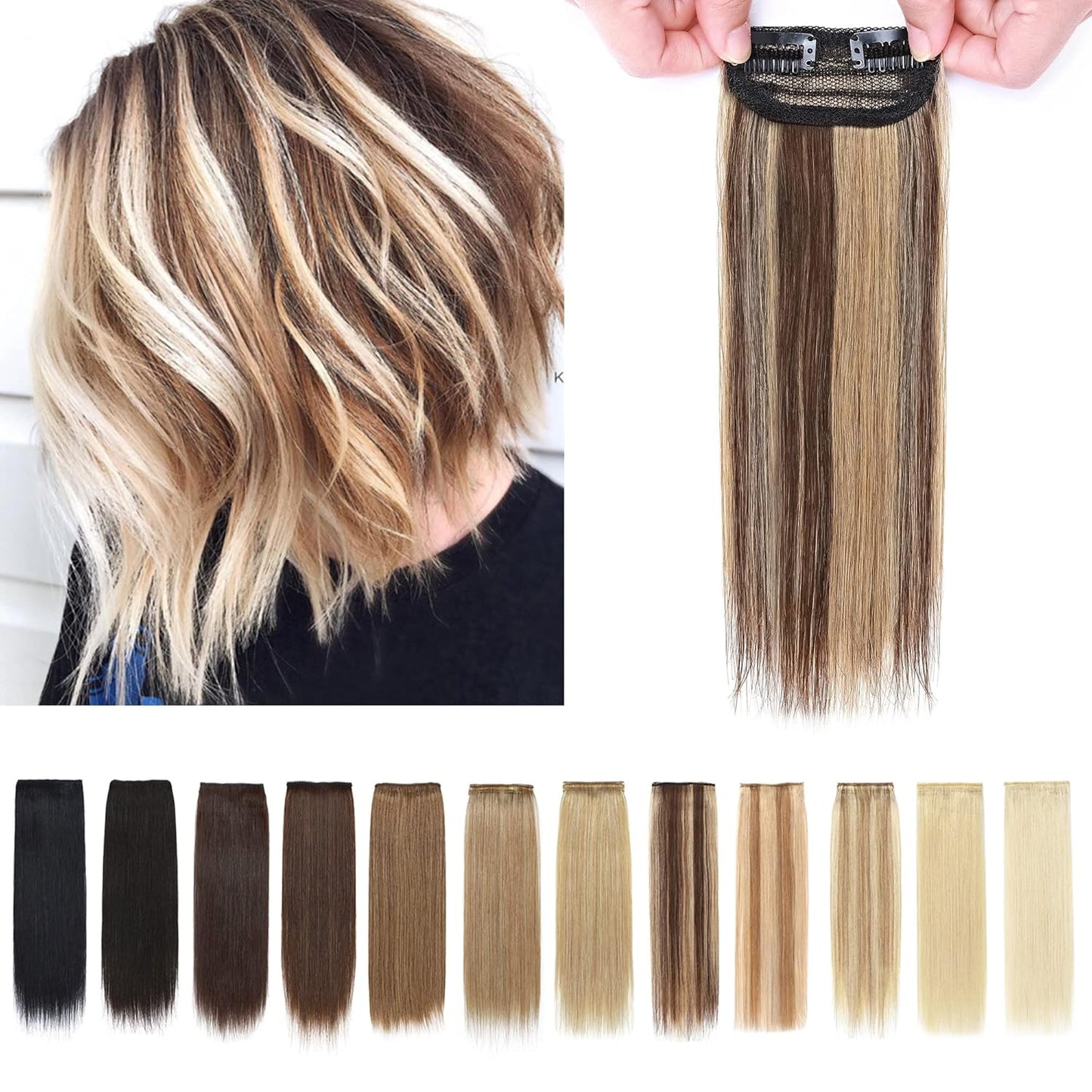 100% Human Hair Invisible Seamless Hair Pads Clip In Hair Extension Increase Hair Top Side Cover Hairpiece