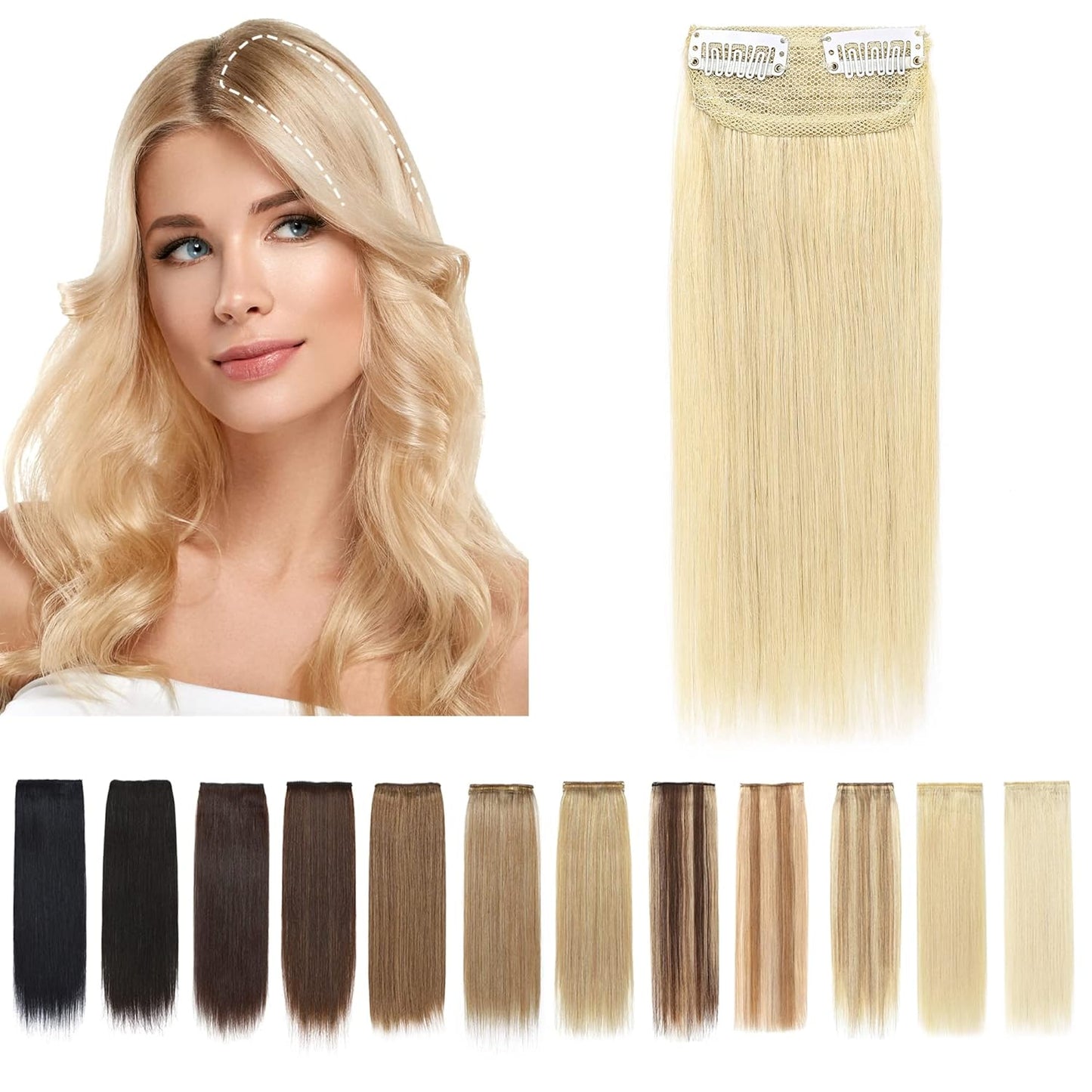 100% Human Hair Invisible Seamless Hair Pads Clip In Hair Extension Increase Hair Top Side Cover Hairpiece