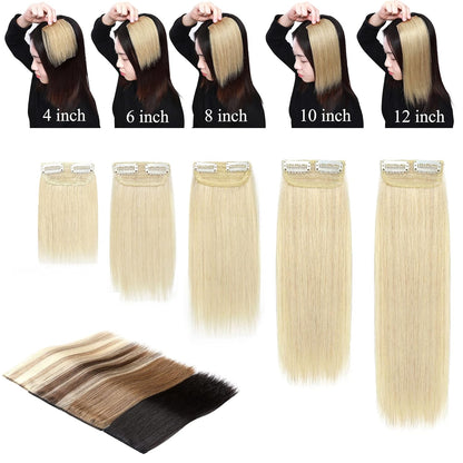 100% Human Hair Invisible Seamless Hair Pads Clip In Hair Extension Increase Hair Top Side Cover Hairpiece