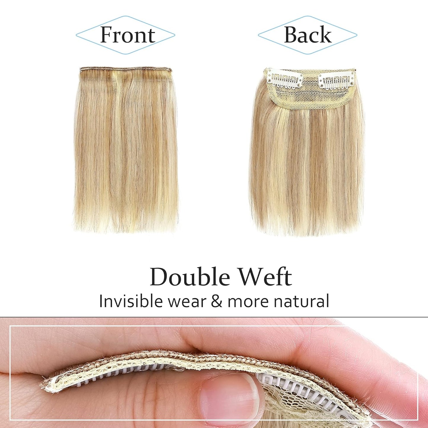 100% Human Hair Invisible Seamless Hair Pads Clip In Hair Extension Increase Hair Top Side Cover Hairpiece