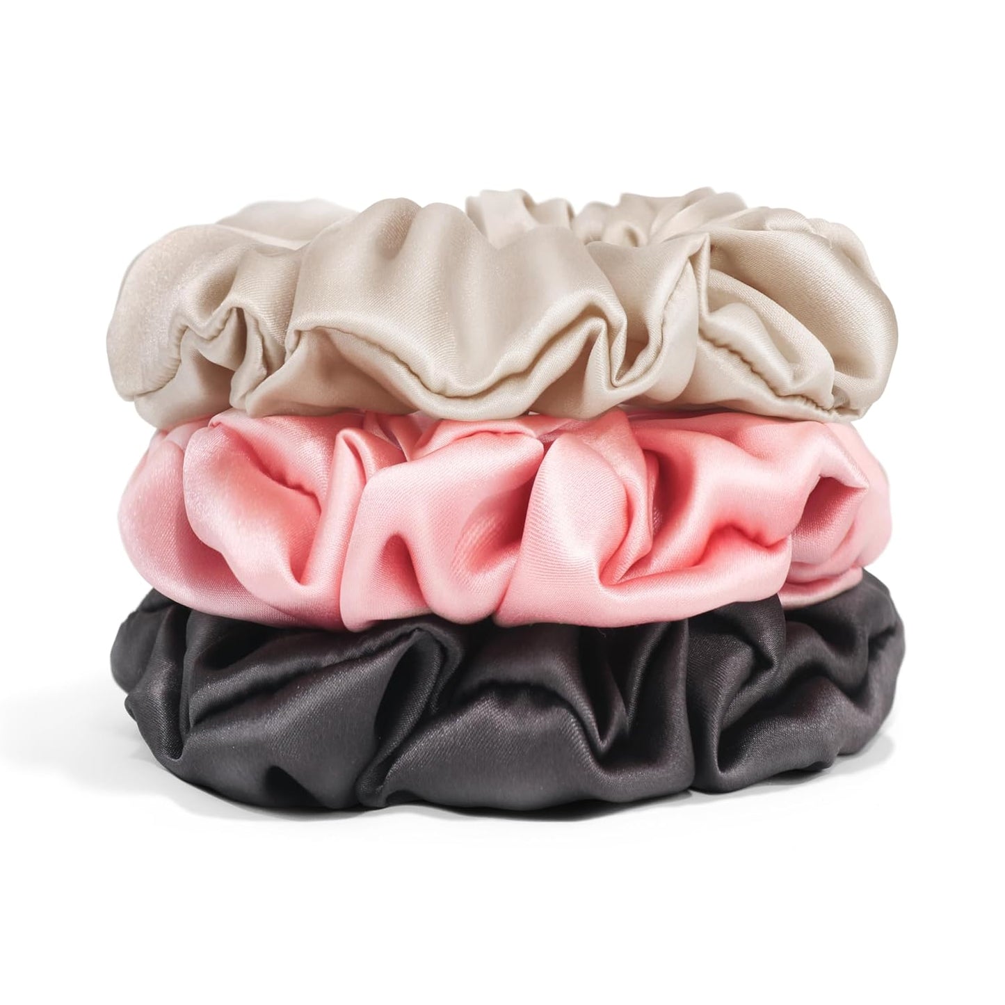 3Pack 4cm Silk Scrunchies Mulberry Silk 16 Momme Elastic Band Scrunchy Hair Ties For Women Girls