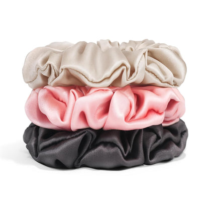 3Pack 4cm Silk Scrunchies Mulberry Silk 16 Momme Elastic Band Scrunchy Hair Ties For Women Girls