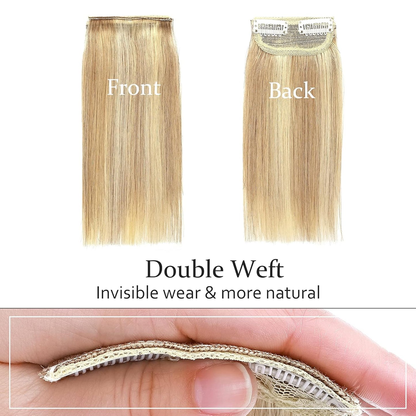 100% Human Hair Invisible Seamless Hair Pads Clip In Hair Extension Increase Hair Top Side Cover Hairpiece