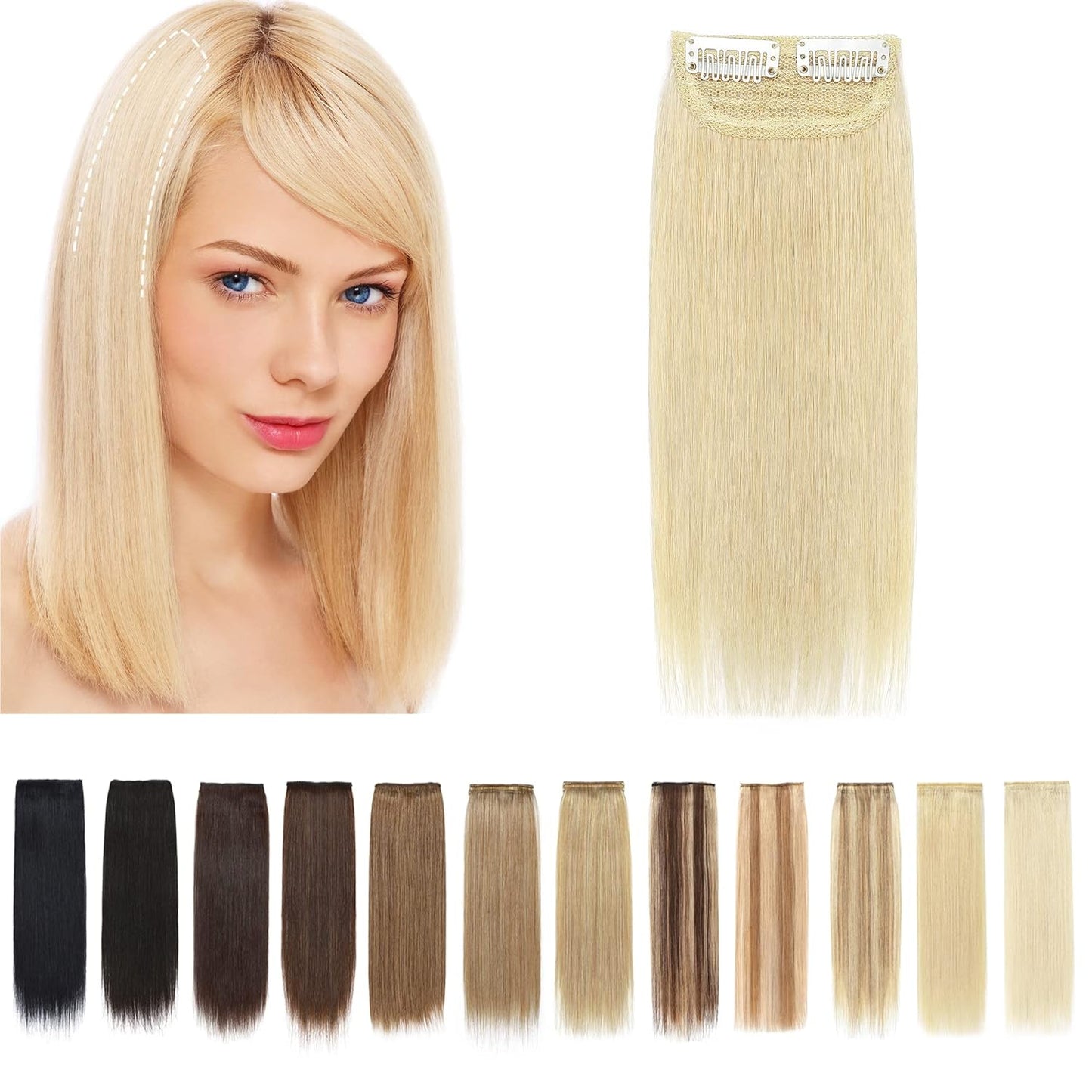 100% Human Hair Invisible Seamless Hair Pads Clip In Hair Extension Increase Hair Top Side Cover Hairpiece