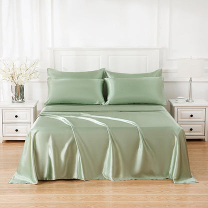 4 Piece Luxury Satin Bed Sheets Set with Pillowcases - Ultra Soft & Silky, Hypoallergenic