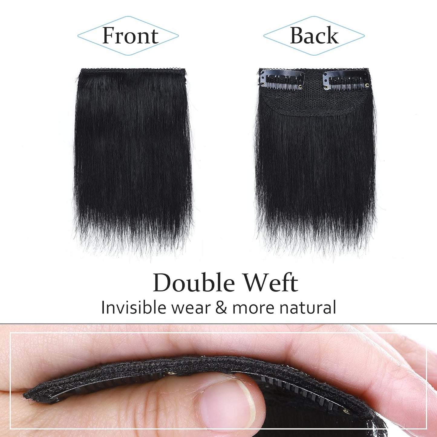 100% Human Hair Invisible Seamless Hair Pads Clip In Hair Extension Increase Hair Top Side Cover Hairpiece
