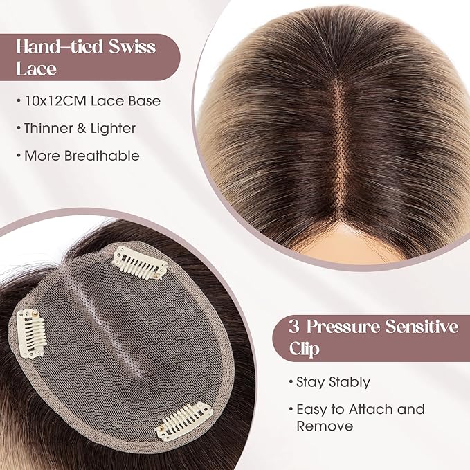 Perfect for Summer Breathable & Comfortable Straight Hair Topper for Thinning Hair