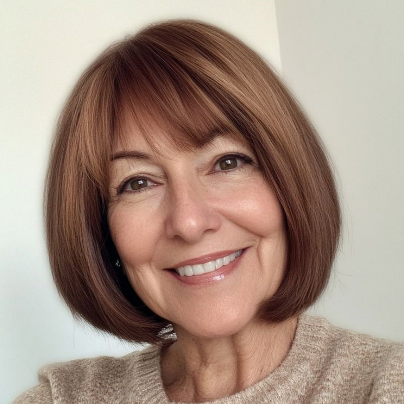 Summer Breathable&Natural Straight Hair Topper With Bangs For Women With Thinning Hair