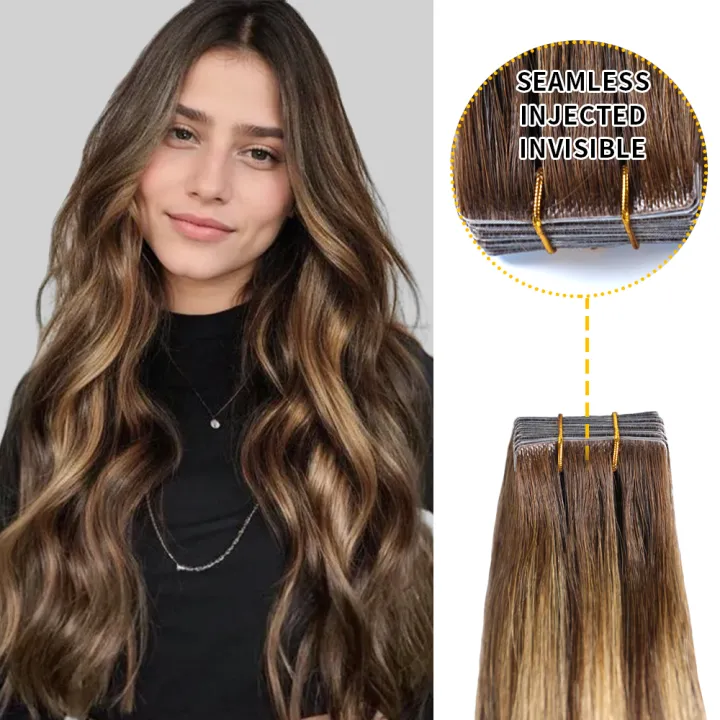 Seamless Hand-Tied Invisible Tape In Hair Extension 20Pcs Virgin Human Hair