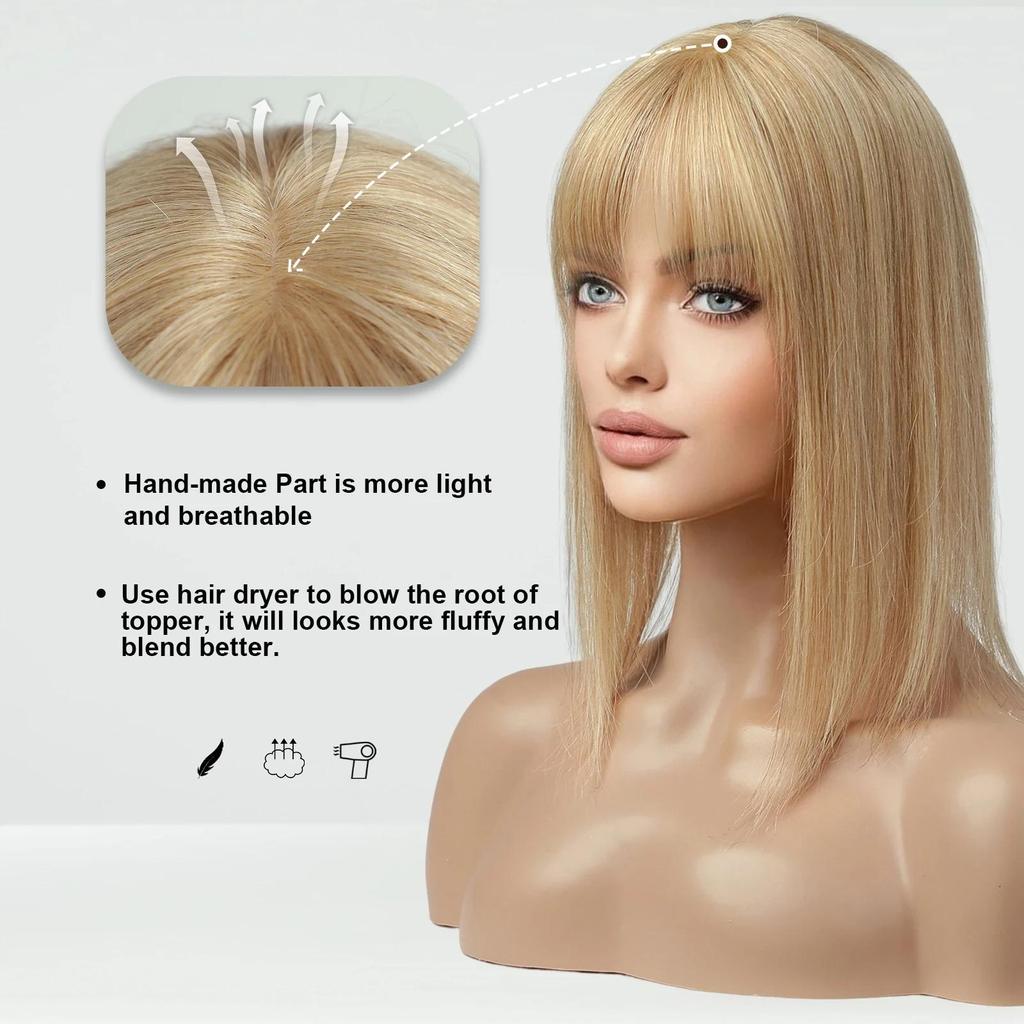 Hot Sale Breathable&comfortable Straight Hair Topper With Bangs For Thinning Hair