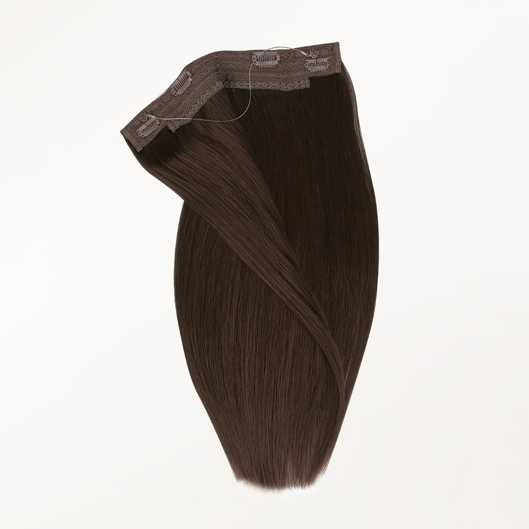 100% Human Hair Halo Extensions - Ash Brown Highlights