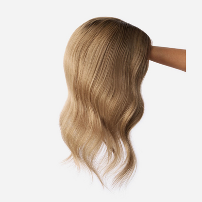4*5 inches Mono Base Blonde Hair Toppers With Root Human Hair Topper With Bangs