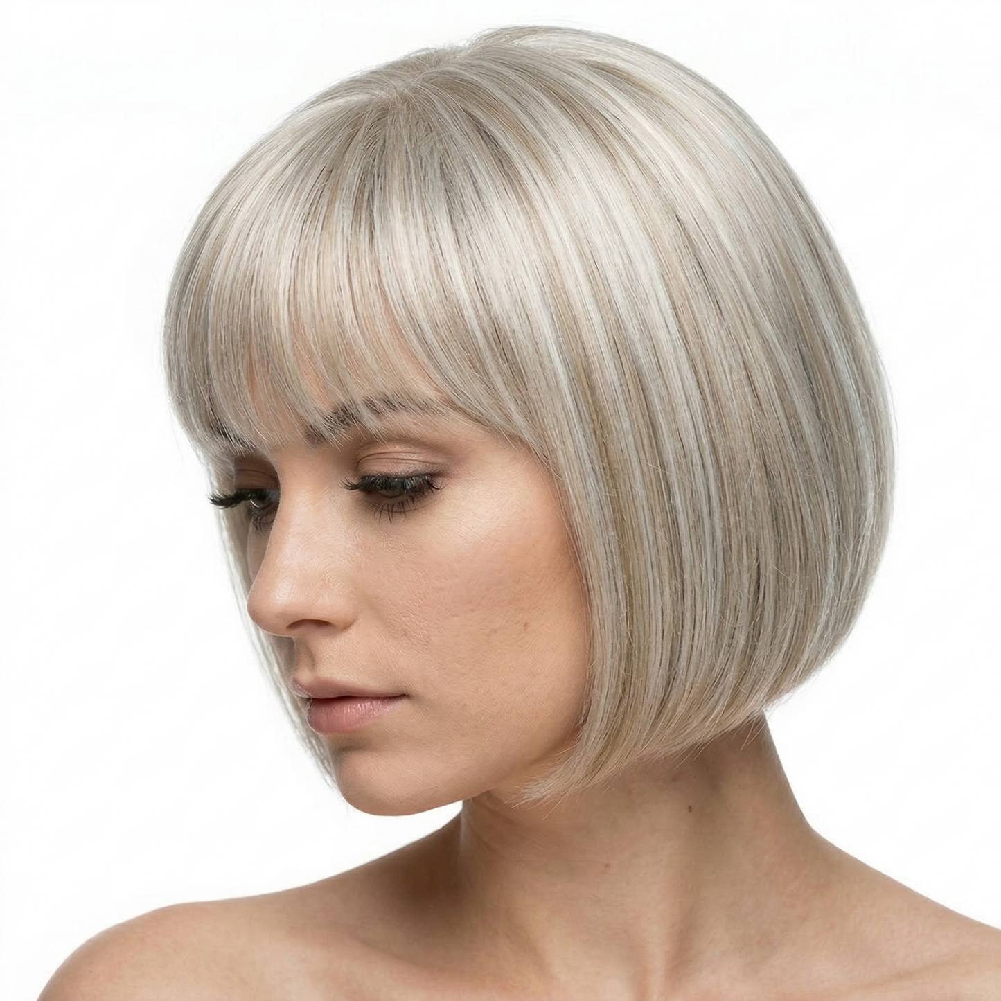 Invisible Straight Hair Topper with Bangs – Natural Volume for Thinning Crowns