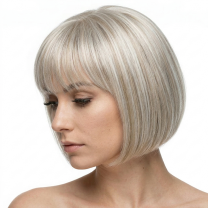 Invisible Straight Hair Topper with Bangs – Natural Volume for Thinning Crowns