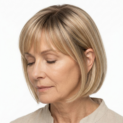 Invisible Straight Hair Topper with Bangs – Natural Volume for Thinning Crowns