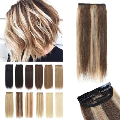 100% Human Hair Invisible Seamless Hair Pads Clip In Hair Extension Increase Hair Top Side Cover Hairpiece