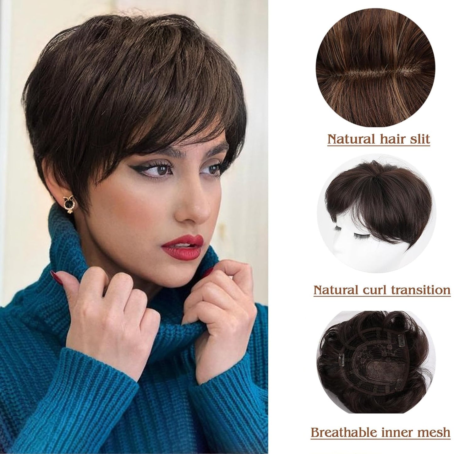 Summer Hot Sale Breathable Short Hair Topper for Thinning Hair