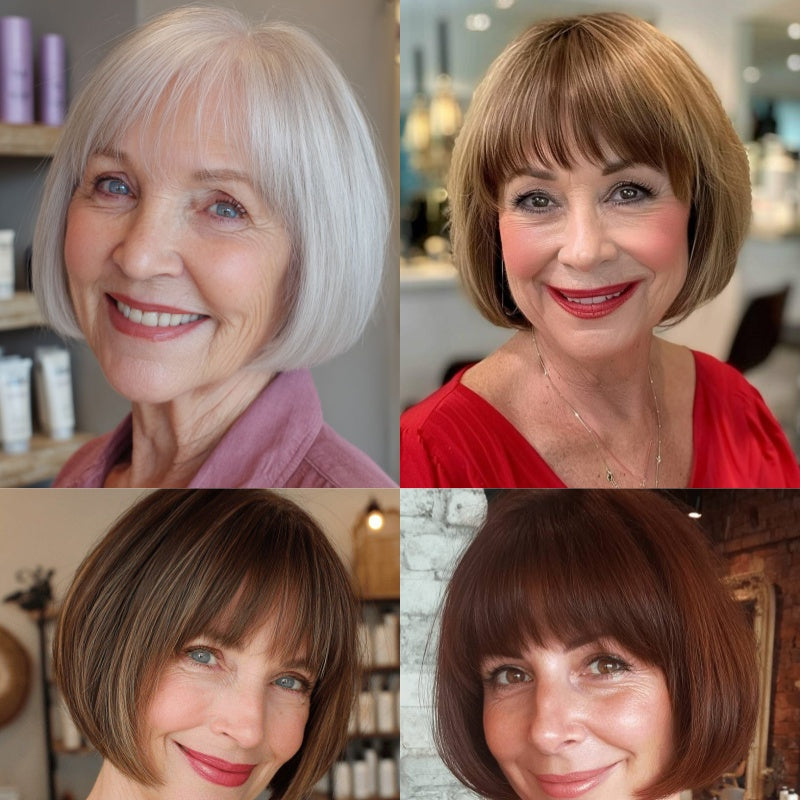 Comfortable&Breathable Straight Hair Topper With Bangs For  Women With Thinning Hair