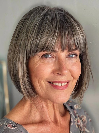 Comfortable&Breathable Straight Hair Topper With Bangs For  Women With Thinning Hair