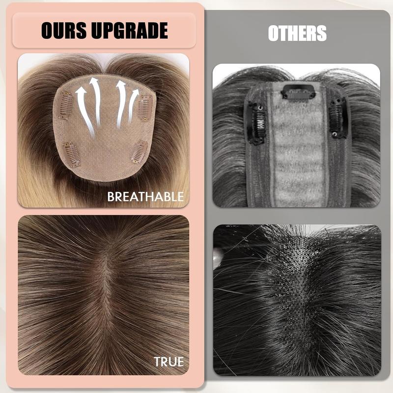 130% Natural Density Clip-In Hair Topper with Bangs