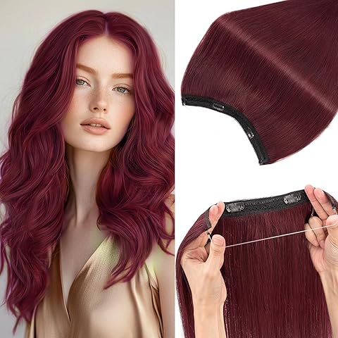 Secure Fit Hybrid Halo Hair Extensions - Non-Slip Clips & Invisible Wire, Seamless Natural Synthetic Fiber for Instant Volume & Thickness