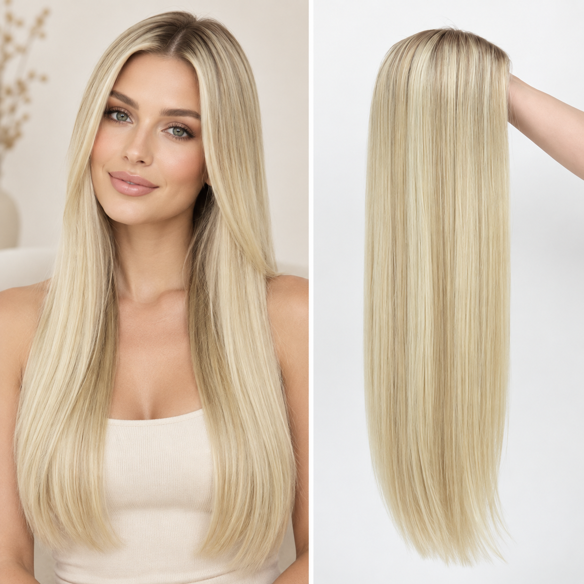 7"x8" Hand-Tied Human Hair Topper with Lace Front for Women, Large Base Crown Hairpiece
