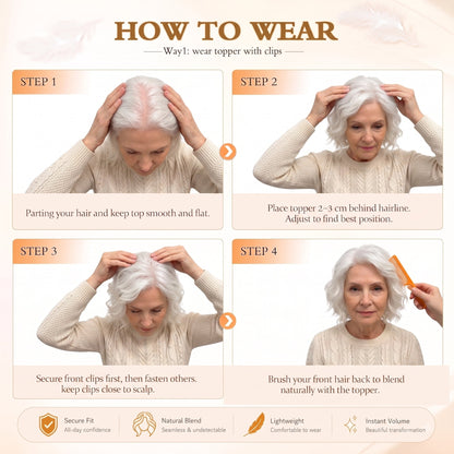 Natural Wavy Hair Topper for Crown Volume & Thinning Hair