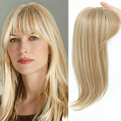 Premium Short Straight Hairpiece with Bangs - Instant Fullness & Breathable Comfort