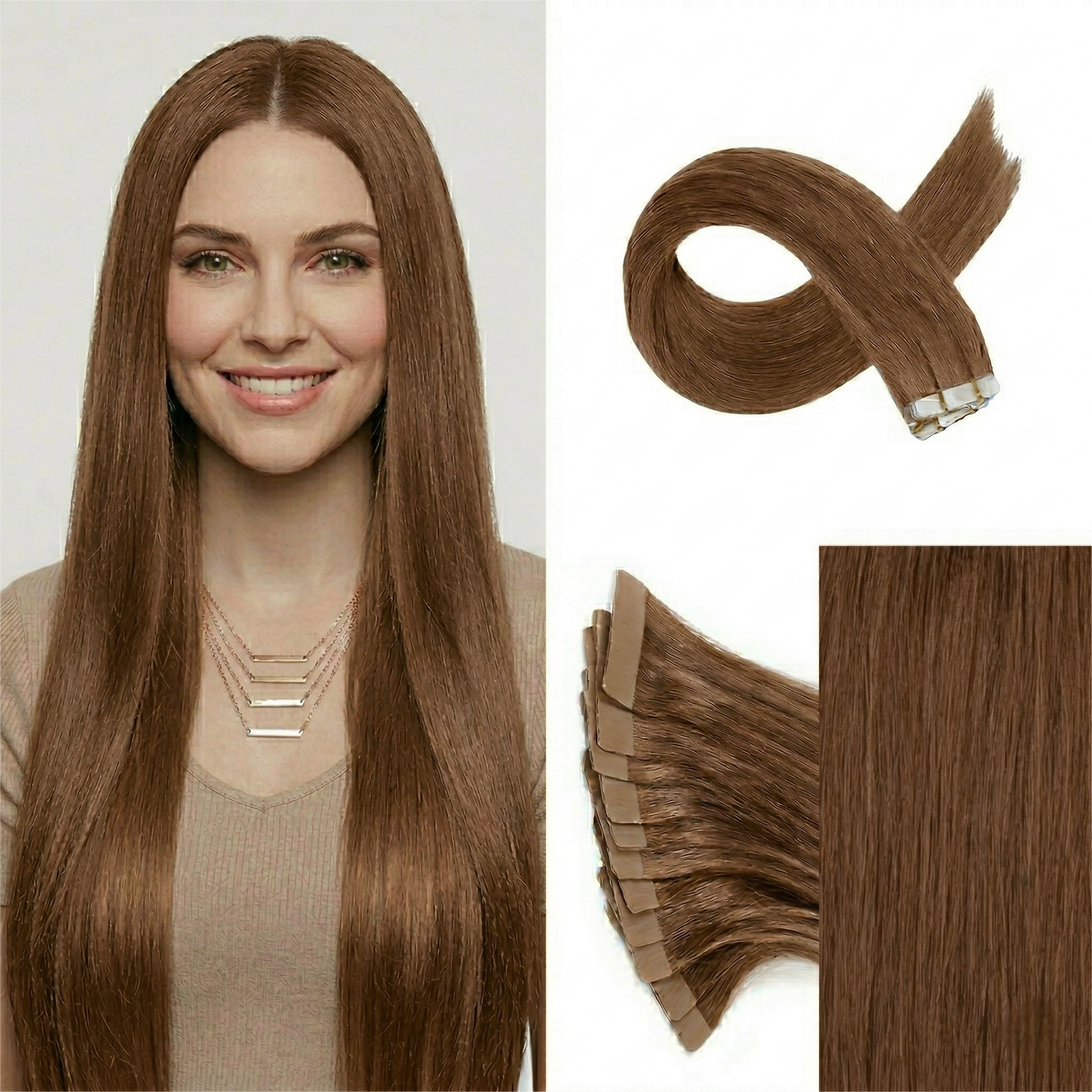 Straight Classic Tape-In Hair Extensions Color #10