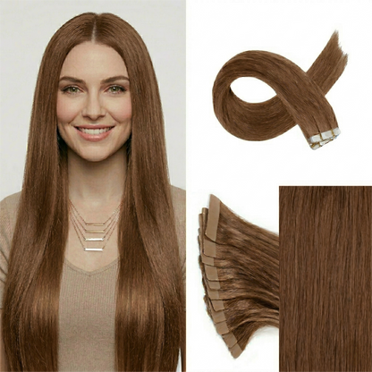 Straight Classic Tape-In Hair Extensions Color #10