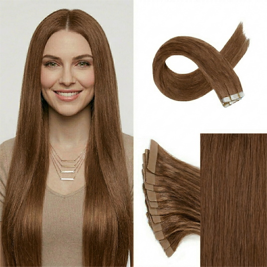 Straight Classic Tape-In Hair Extensions Color Red#4