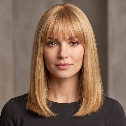 Straight Hair Topper with Bangs for Thinning Hair – Seamless Clip-in Crown Hairpiece for Women