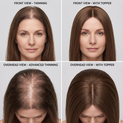 Natural Hair Topper – Seamless Crown Coverage for Thinning Hair & Instant Volume Booster