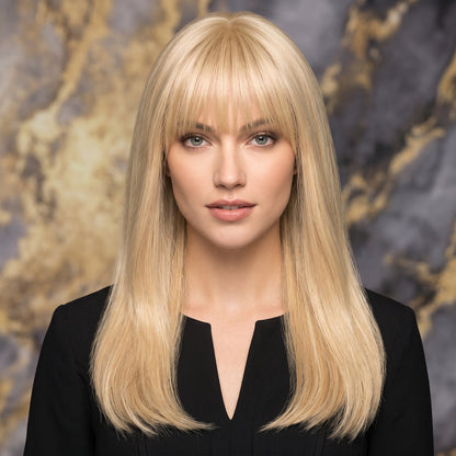 Damage-Free Straight Hair Topper with Bangs – Natural Volume Clip-in for Thinning Hair
