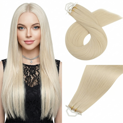 Human Hair Weft Sew In Extensions Platinum Blonde (#60)