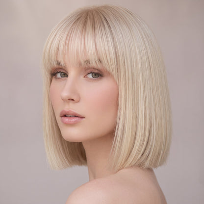 Straight Hair Topper with Bangs for Thinning Hair – Seamless Clip-in Crown Hairpiece for Women