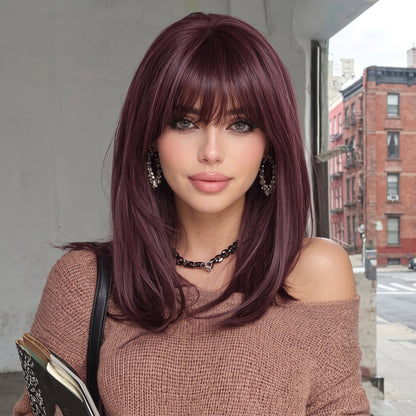 Straight Hair Topper with Bangs for Thinning Hair – Seamless Clip-in Crown Hairpiece for Women