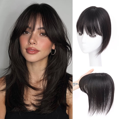 Straight Hair Topper with Bangs for Thinning Hair – Seamless Clip-in Crown Hairpiece for Women