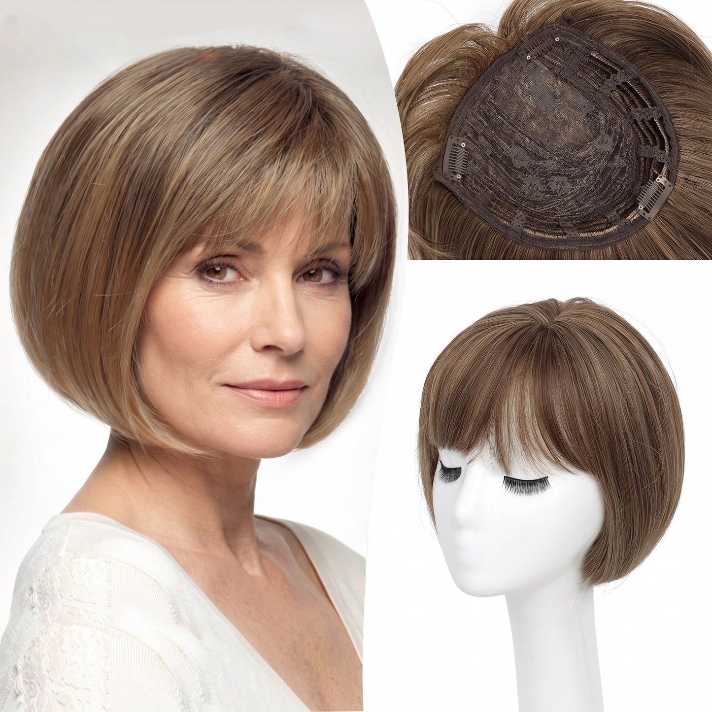 Lightweight & Breathable Clip-In Crown Topper — Natural Volume & Seamless Comfort