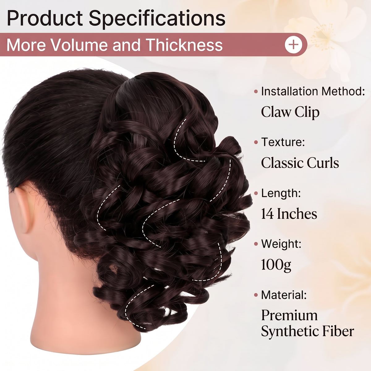 Retro Short Curly Ponytail Extension with Claw Clip, Voluminous Wavy Hair Piece