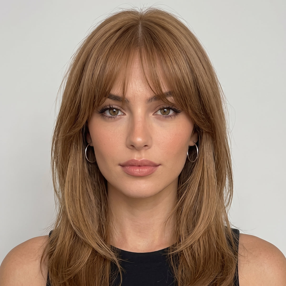 Damage-Free Straight Hair Topper with Bangs – Natural Volume Clip-in for Thinning Hair