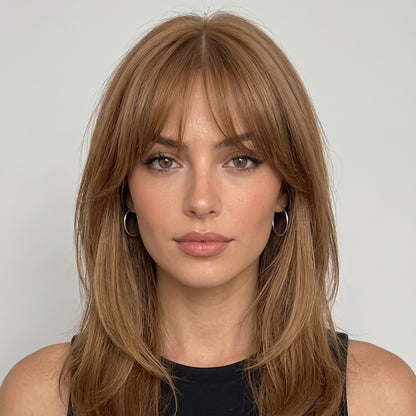 Damage-Free Straight Hair Topper with Bangs – Natural Volume Clip-in for Thinning Hair