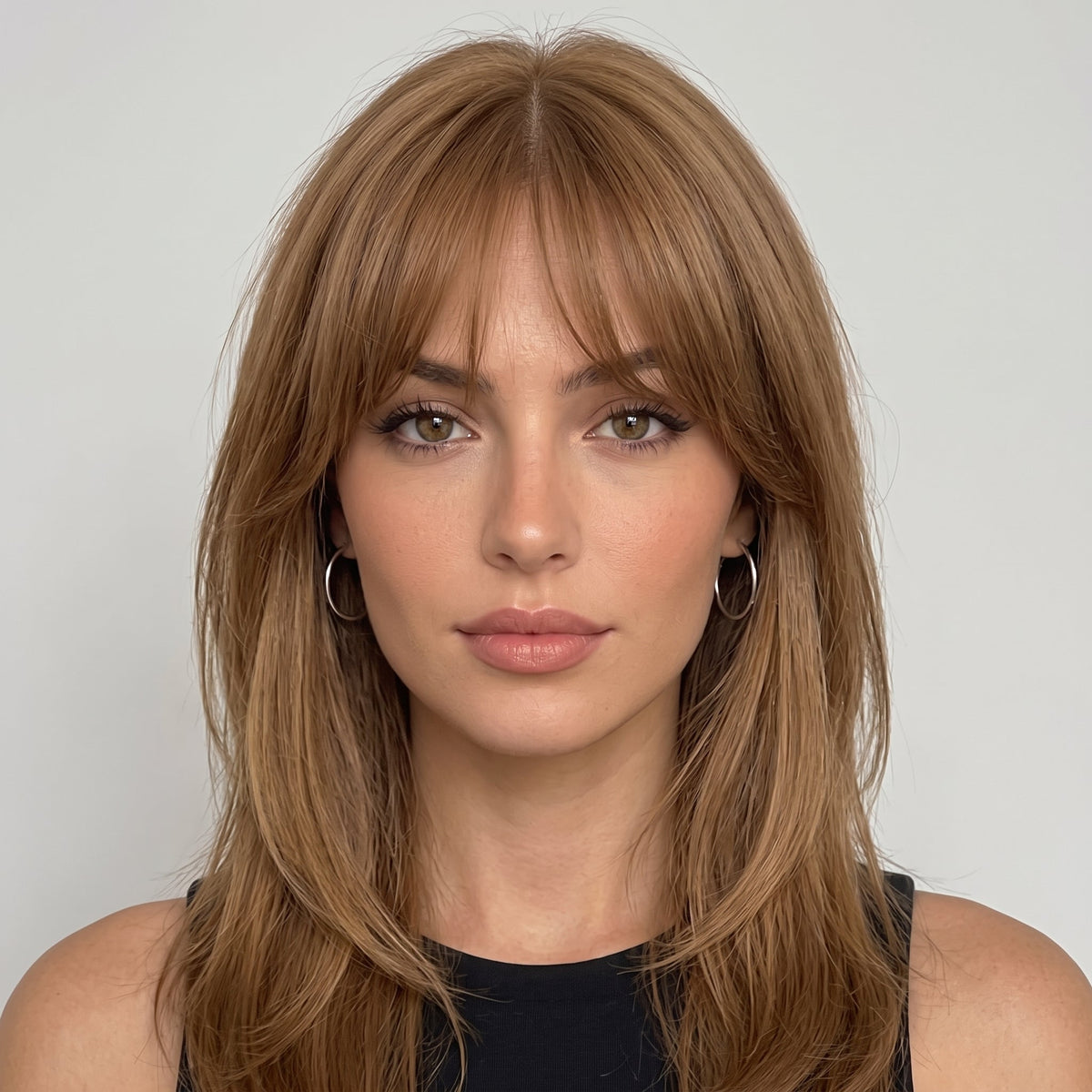 Damage-Free Straight Hair Topper with Bangs – Natural Volume Clip-in for Thinning Hair