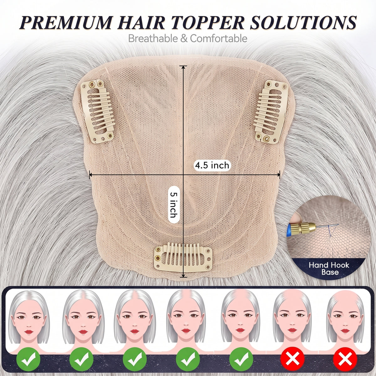 Seamless Clip-In Crown Hair Topper for Thinning Hair