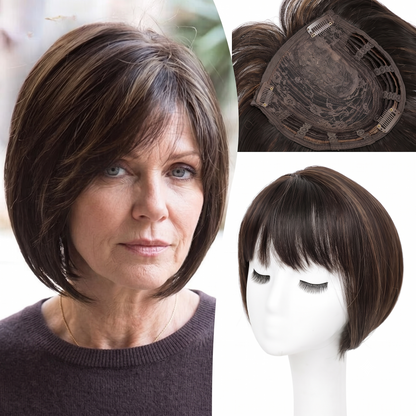 Lightweight & Breathable Clip-In Crown Topper — Natural Volume & Seamless Comfort