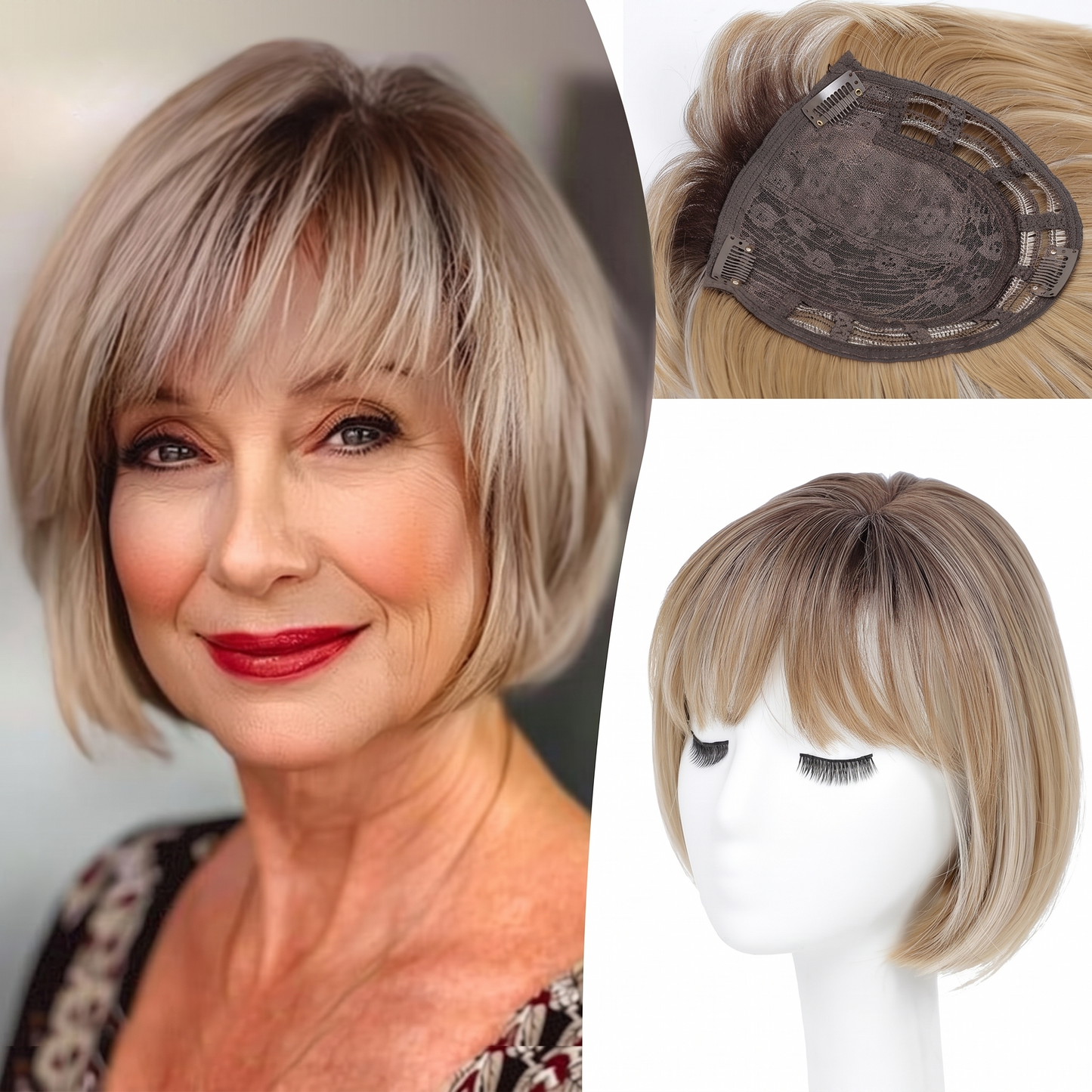 Lightweight & Breathable Clip-In Crown Topper — Natural Volume & Seamless Comfort