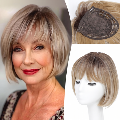 Lightweight & Breathable Clip-In Crown Topper — Natural Volume & Seamless Comfort